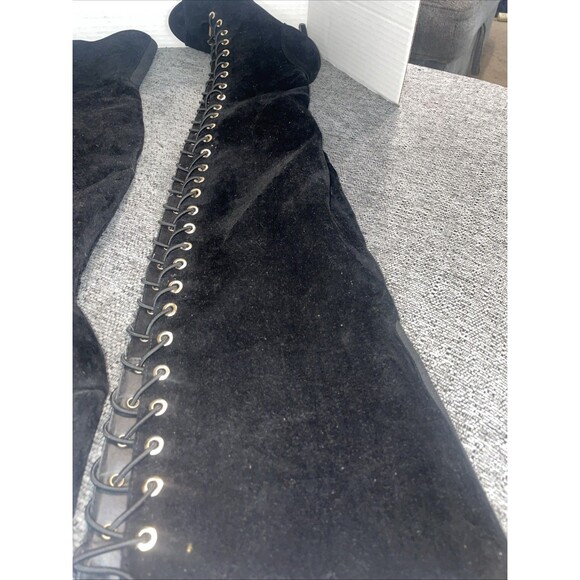 Dollhouse Thigh High Boots Black High Block Heel Dressy Tall Sock Boot Size 8.5 - Picture 3 of 15